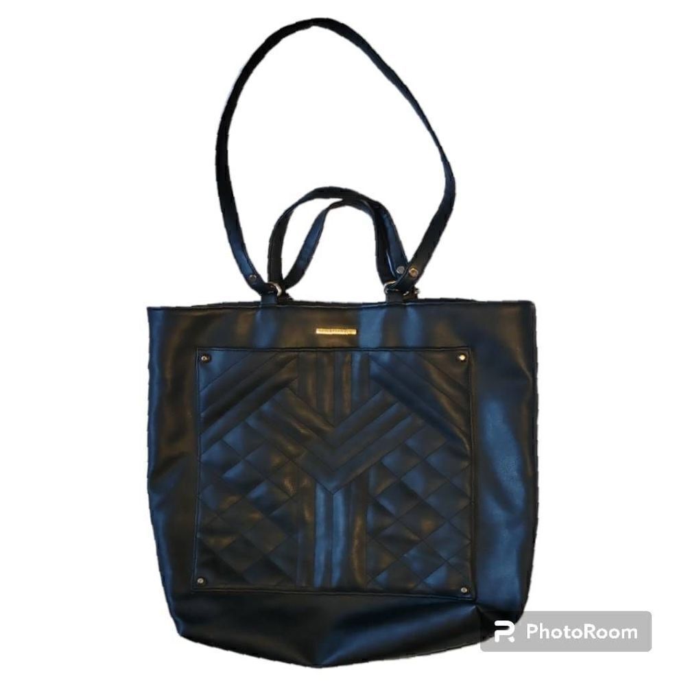 Rampage Faux Leather Black Quilted Tote